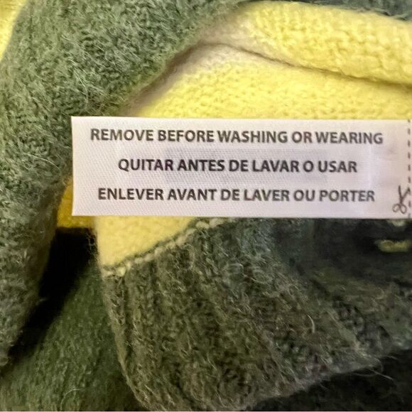 NWT Madewell green yellow white striped roll neck wool blend sweater size small - Picture 6 of 6